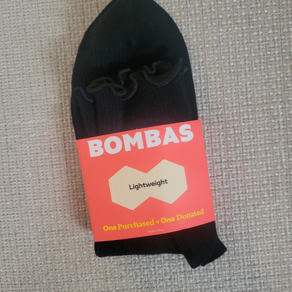 Bombas Ruffle Black Socks Large